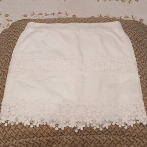 J. Crew Cream Floral Embellished Lace Mini Skirt